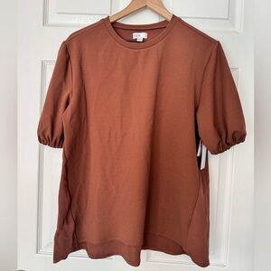 Nordstrom rack short sleeve blouse rust orange size M NWT